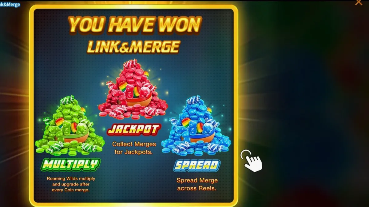 Tela de jogo do slot Break Away Candy Link&Merge com tema de hóquei e doces